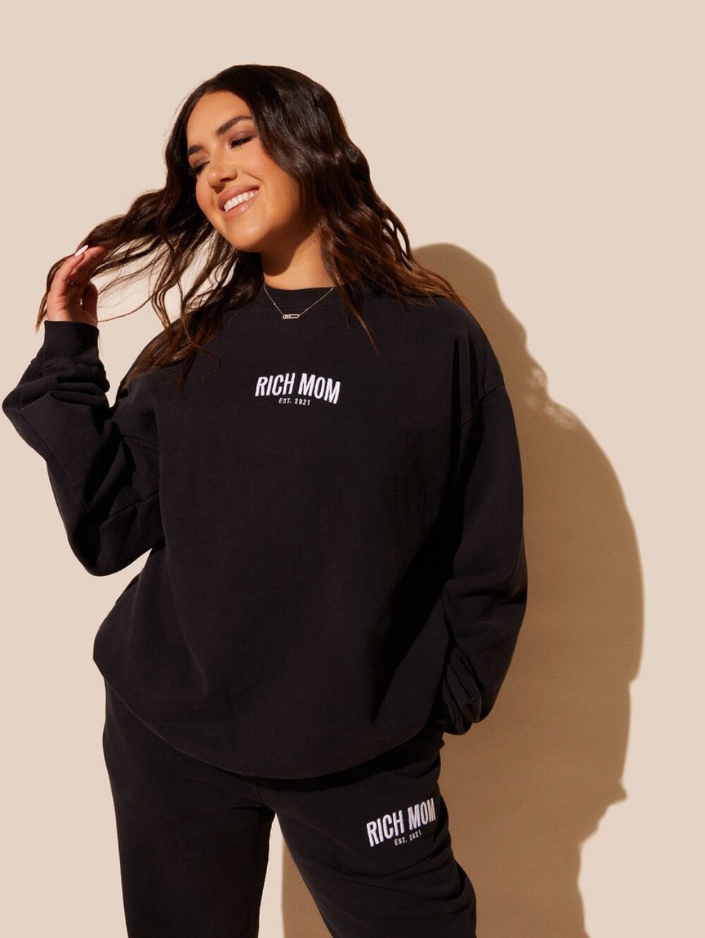 Rich Mom Gear Crewneck And Sweatpants Espresso Martini Black Medium